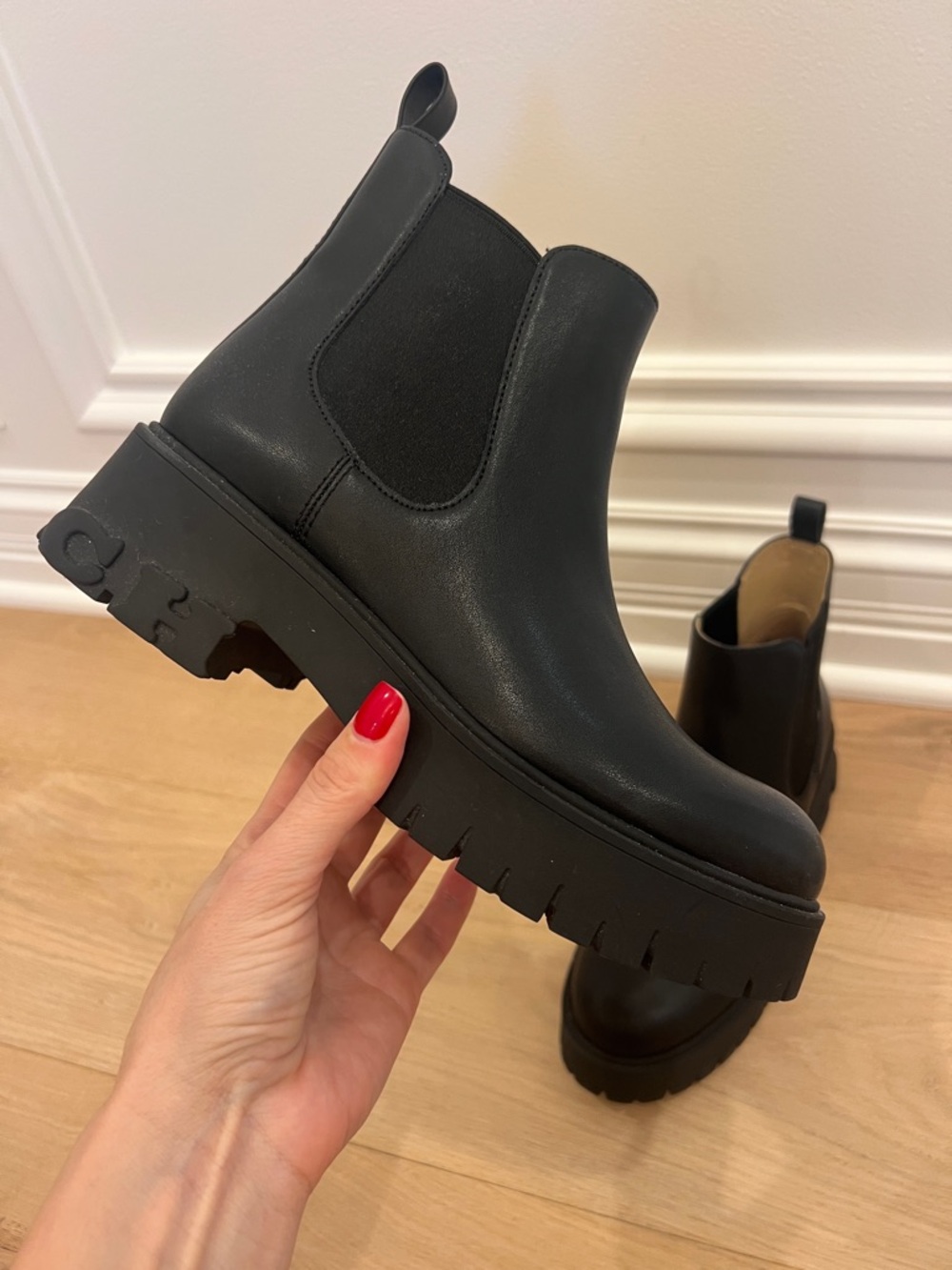 Womens Black Coach Chelsea Platform Boots - Picture 13 of 17